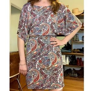 BCBG Maxazria Paisley Kimono Short 70s Dress